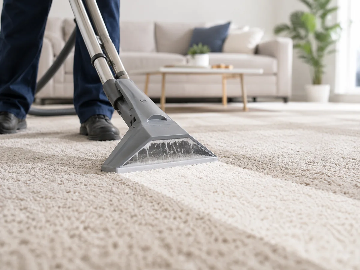 Professional extraction wand cleaning light residential carpet