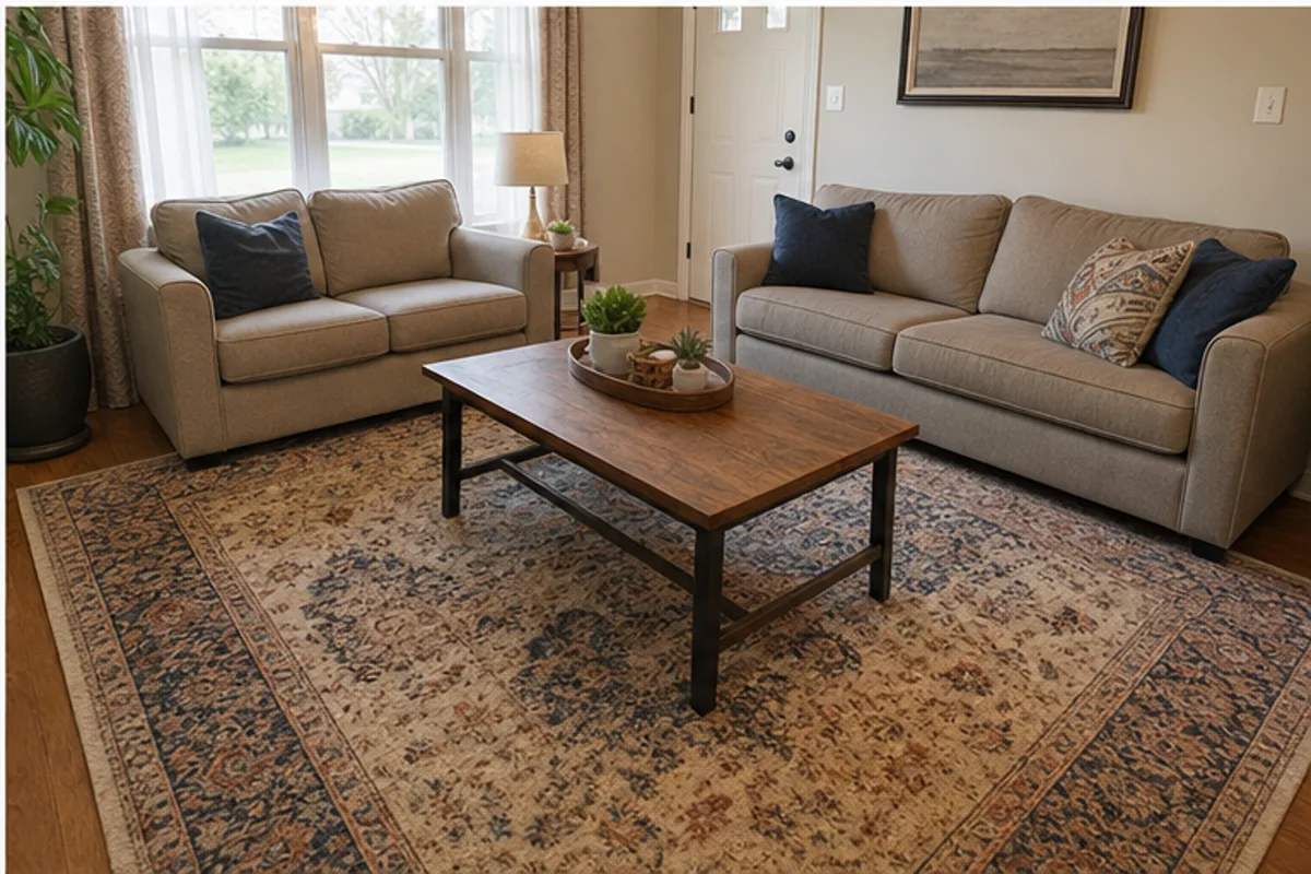 Finished area rug cleaning in griffith, indiana area in a Griffith home