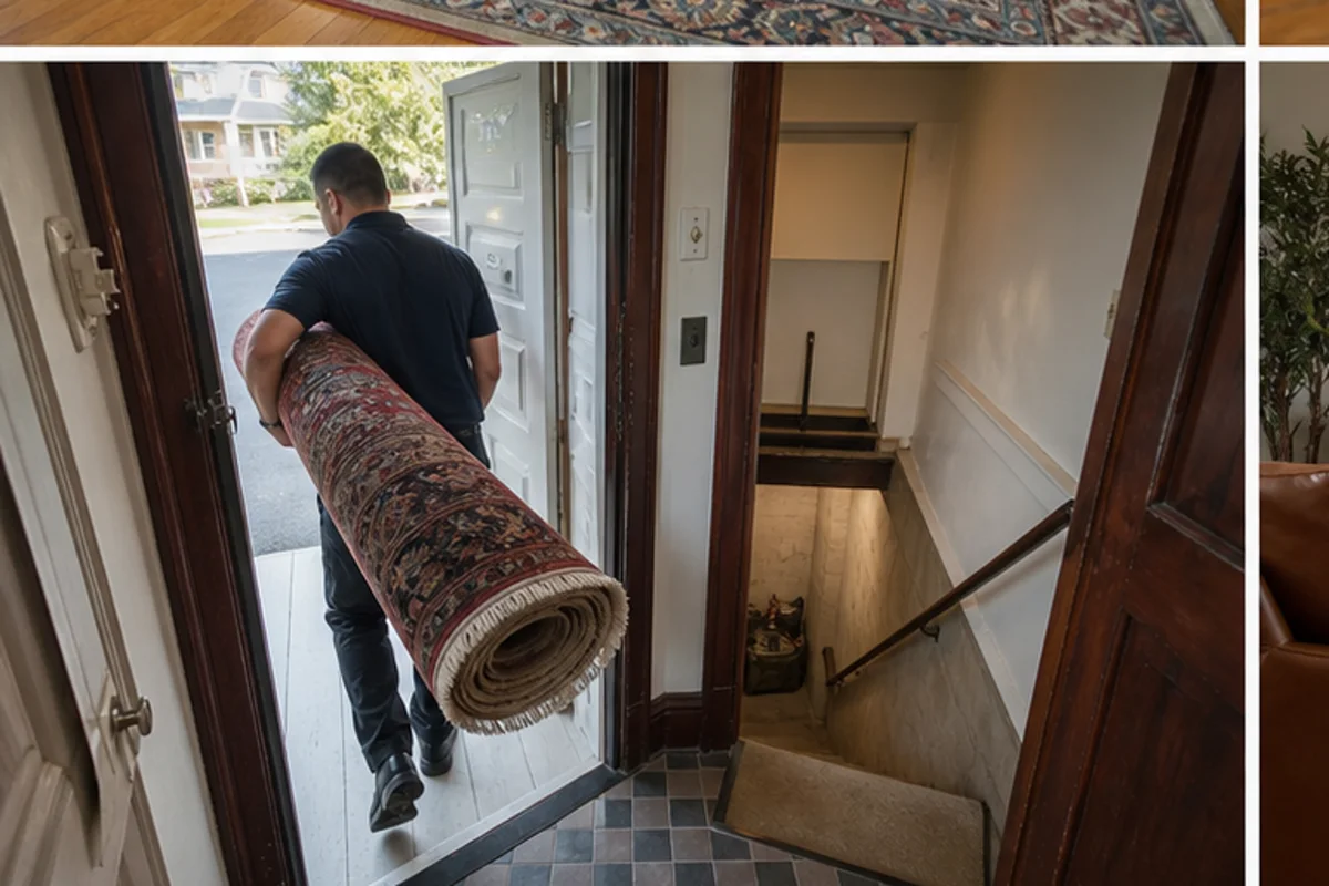 A Hammond interior prepared with a clear access path for area rug cleaning