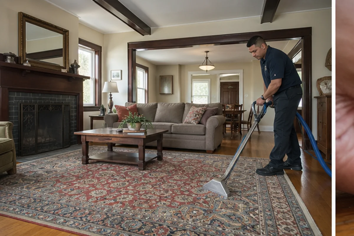 A carefully styled living room with a patterned area rug and comfortable seating in a Hammond home for area rug cleaning