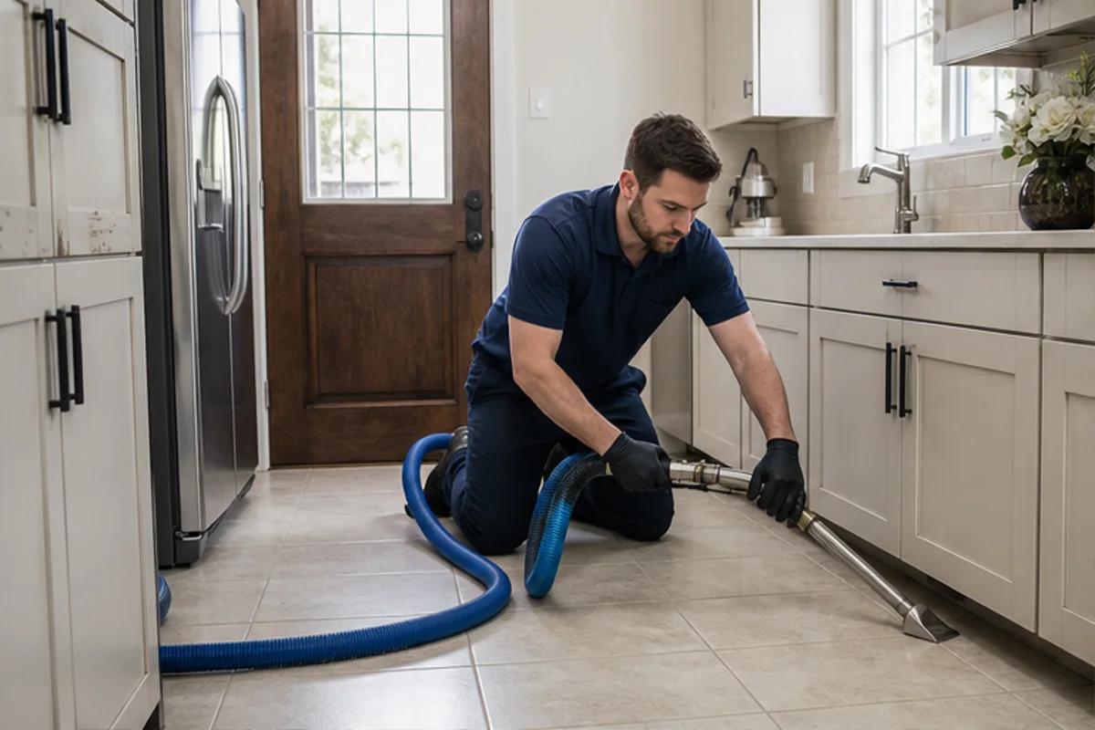 A clean kitchen or entry with detailed tile flooring and warm daylight in a Crown Point home for tile & grout cleaning