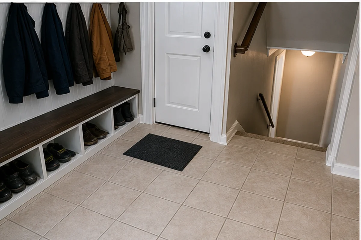 A Hammond interior prepared with a clear access path for tile & grout cleaning