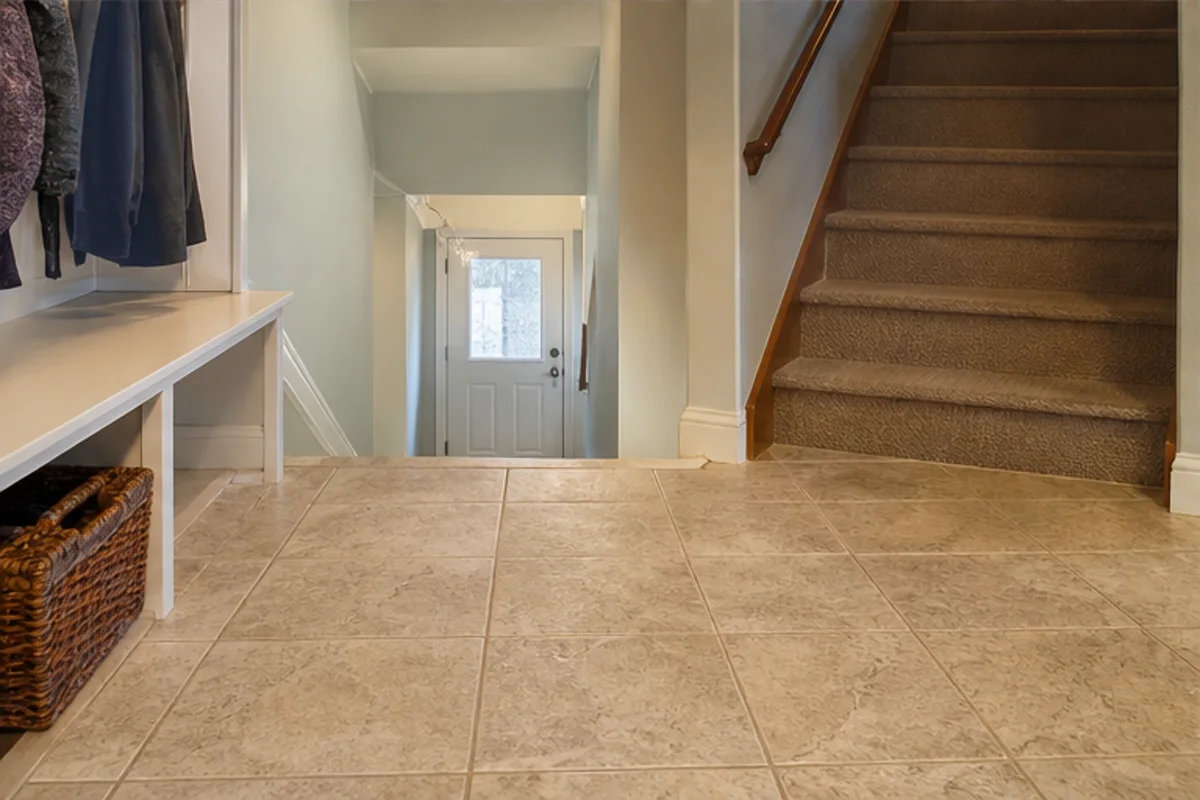 A Highland interior prepared with a clear access path for tile & grout cleaning