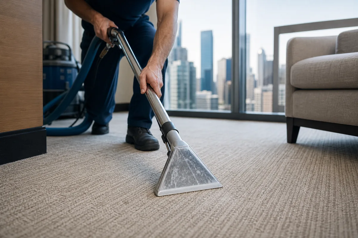 Technician preparing hammond carpet cleaning site map in a Hammond home